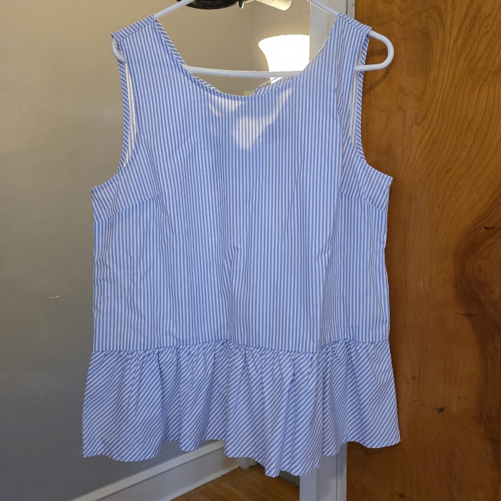 J. Crew Seersucker Tie Back Blouse